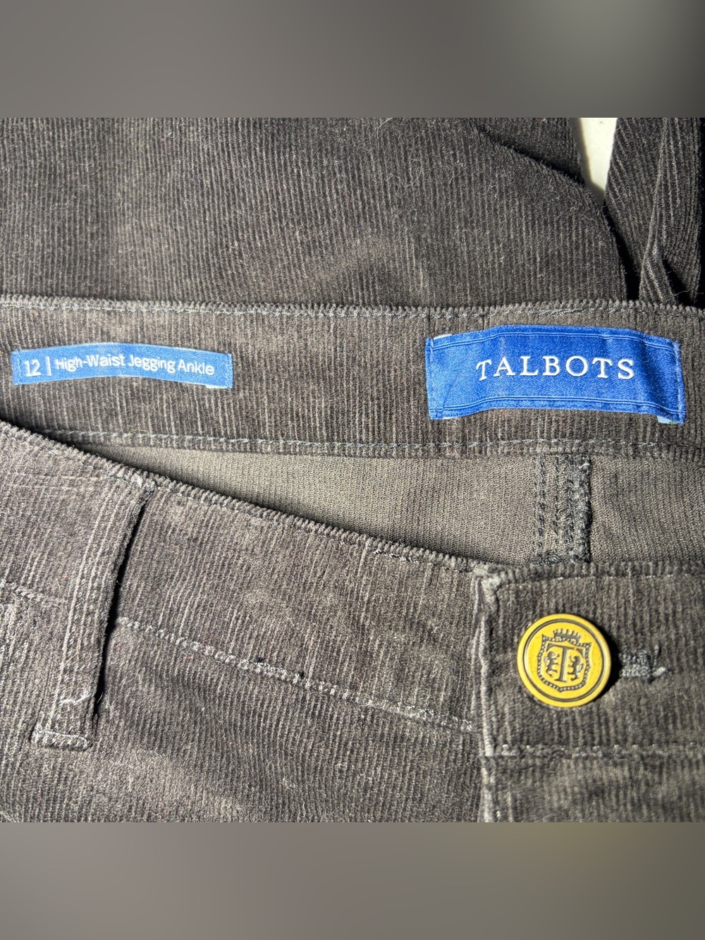 NWT Talbots Women’s Corduroy High-Waist Jegging Ankle Pants Size 12 Black - Picture 6 of 11